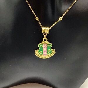Alpha Kappa Alpha Gold Shield Pendant Necklace